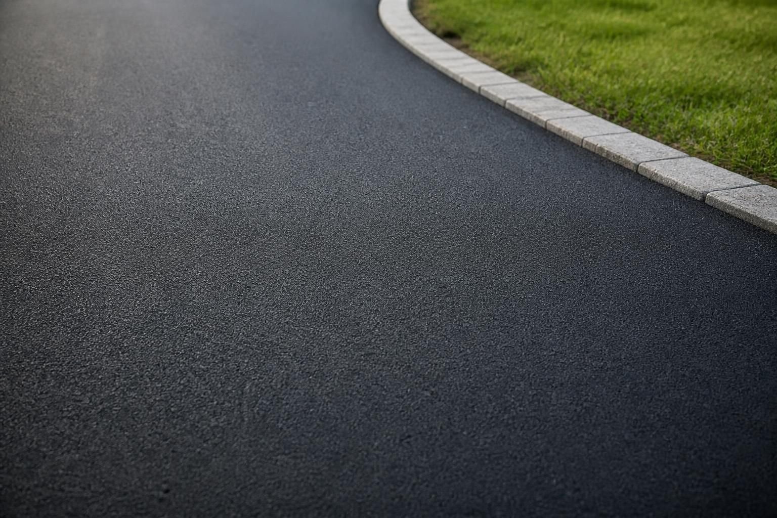 Freshly resurfaced asphalt with a smooth matte finish